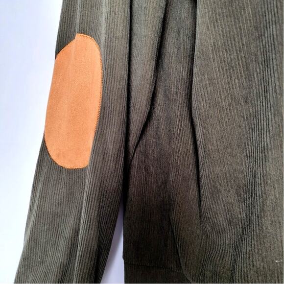 Hengsheng Jeans Corduroy‎ Pullover Olive Green Tan Elbow Patch Long Sleeve XXXL - Picture 2 of 9